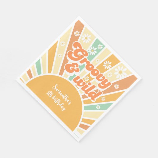 Groovy en wild retro zon kinderen verjaardag servet (Hoek)