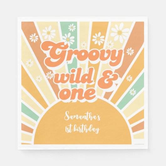 Groovy en wild retro zon kinderen verjaardag servet (Voorkant)
