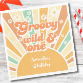 Groovy en wild retro zon kinderen verjaardag servet