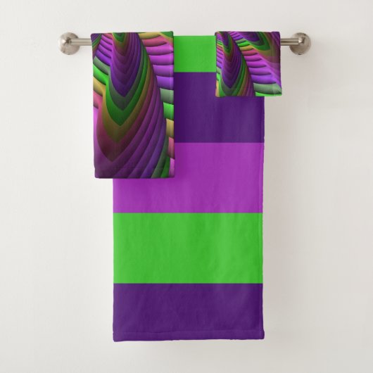 Groovy Energetische Kleurrijke Neon Fractal Patroo Bad Handdoek (Insitu)