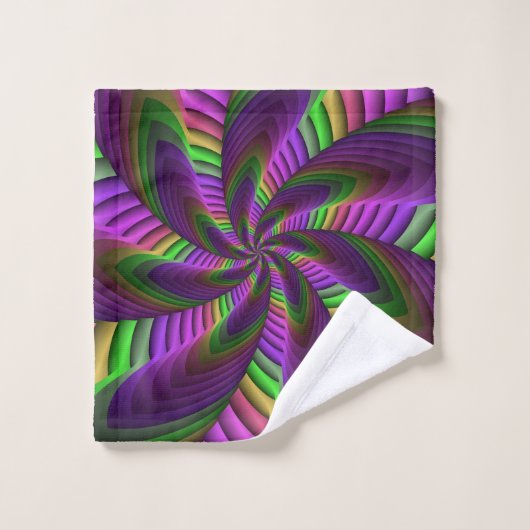 Groovy Energetische Kleurrijke Neon Fractal Patroo Bad Handdoek (Wasdoekje)