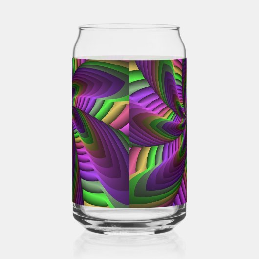 Groovy Energetische Kleurrijke Neon Fractal Patroo Blikvorm Glas (Rechts)