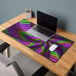 Groovy Energetische Kleurrijke Neon Fractal Patroo Bureaumat