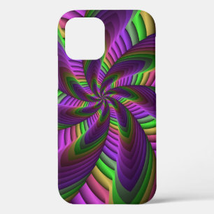 Groovy Energetische Kleurrijke Neon Fractal Patroo iPhone 12 Hoesje