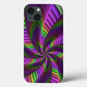 Groovy Energetische Kleurrijke Neon Fractal Patroo iPhone 13 Hoesje