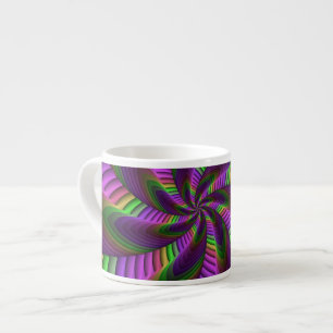Groovy Energetische Kleurrijke Neon Fractal Patroo Espresso Kop