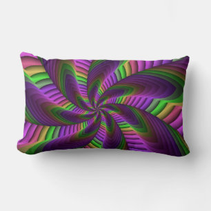 Groovy Energetische Kleurrijke Neon Fractal Patroo Kussen
