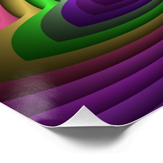 Groovy Energetische Kleurrijke Neon Fractal Patroo Perfect Poster (Hoek)