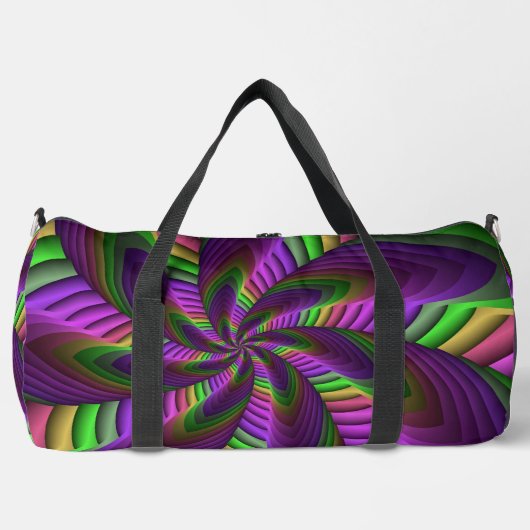 Groovy Energetische Kleurrijke Neon Fractal Patroo Plunjezak (Voorkant)