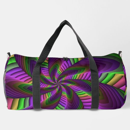 Groovy Energetische Kleurrijke Neon Fractal Patroo Plunjezak (Achterkant)