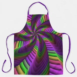 Groovy Energetische Kleurrijke Neon Fractal Patroo Schort