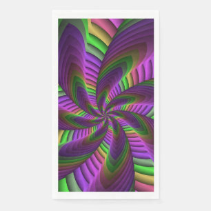 Groovy Energetische Kleurrijke Neon Fractal Patroo Servet
