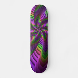 Groovy Energetische Kleurrijke Neon Fractal Patroo Skateboard