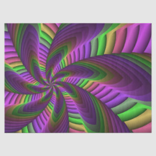 Groovy Energetische Kleurrijke Neon Fractal Patroo Tissuepapier