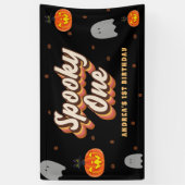 Groovy enge een eerste verjaardag Halloween retro  Spandoek (Verticaal)