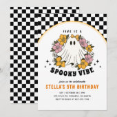 Groovy enge meisjes Halloween verjaardagsuitnodigi Kaart (Voorkant / Achterkant)