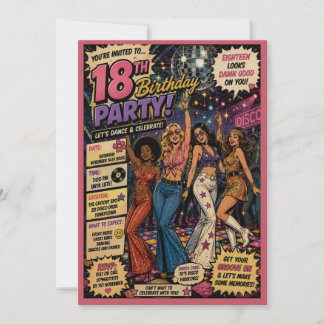 Groovy feestelijke 18e verjaardagsuitnodiging uit kaart