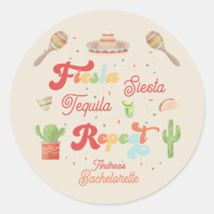 Groovy Fiesta Siesta Tequila Repat Bachelorette Ronde Sticker