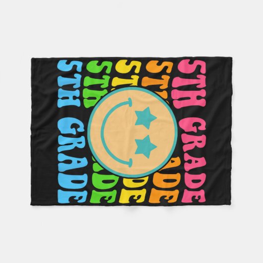 Groovy Fifth Grade Vibes Face Retro Teachers Byck  Fleece Deken (Voorkant (Horizontaal))