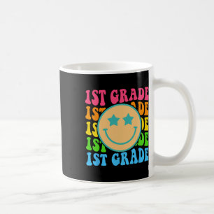 Groovy First Grade Vibes Gezicht Retro Leraren Byc Koffiemok