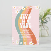Groovy Five is een Vibe daisy rainbow vijfde verja Kaart (Staand voorkant)