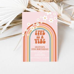 Groovy FIVE is een Vibe madeliefje regenboog 5de v Kaart