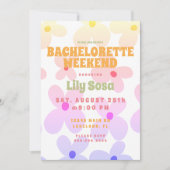 Groovy Flora Retro Bachelorette Weekend Rainbow Kaart (Voorkant)