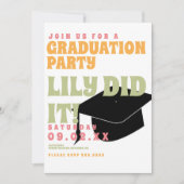 Groovy Floral 80s Retro  Afstuderen Kaart (Voorkant)