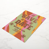 Groovy Florals Save the Date Ppress Folie Uitnodiging (Gedraaid)
