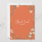 Groovy Florar  Retro bruiloft Save The Date (Achterkant)
