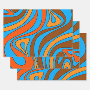 Groovy Flow Retro Abstract 60s 70s Patroon Inpakpapier Vel