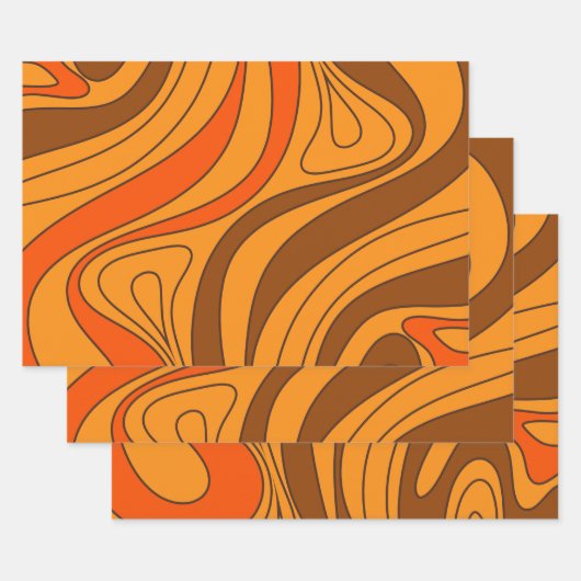Groovy Flow Retro Abstract 60s 70s Patroonpatroon  Inpakpapier Vel (Set)