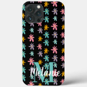 Groovy Flower Black Pattern Name Case-Mate iPhone Case (Achterkant)