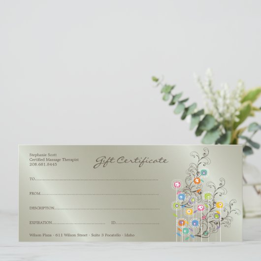 Groovy Flower Garden Silver Gift Certificate (Staand voorkant)