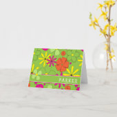 Groovy Flower Personal Name Note Kaart (Gele Bloem)