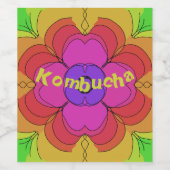 Groovy Flower Power 70s Square Kombucha Wine Hooch Wijn Etiket (Enkel label)