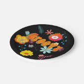 Groovy Flower Power Kleurrijk Zwart Papieren Bordje (Gekanteld)