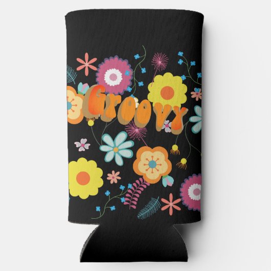 Groovy Flower Power Roze Zwart (Achterkant)