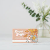Groovy Flower Retro Luier Raffle Baby shower Informatiekaartje (Staand voorkant)