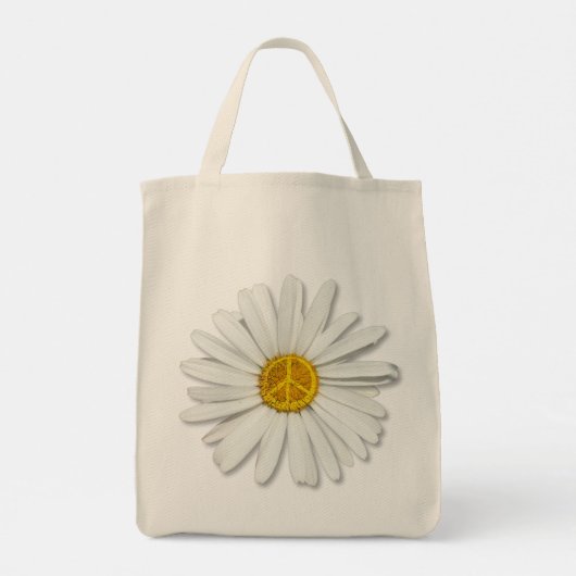 Groovy Flower White Daisy Hippie Peace Sign-symboo Tote Bag (Achterkant)