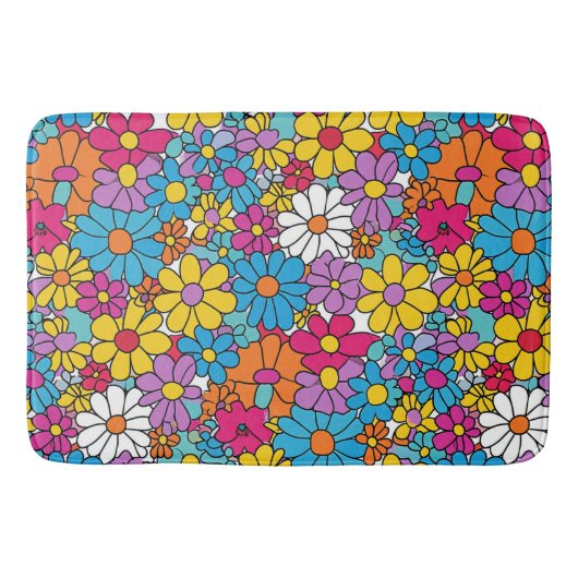 Groovy Flowers Doodle Badmat (Voorkant)