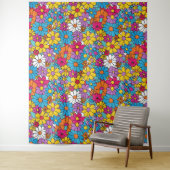 Groovy Flowers Doodle Wandkleed (In situ)