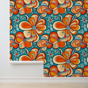 Groovy Flowers met Vibes Behang