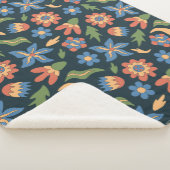 Groovy Flowers Retro Patroon Sherpa Deken (3/4)