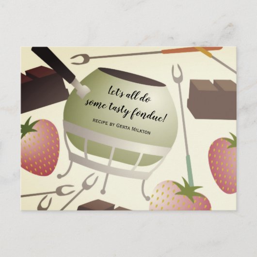 Groovy fondue pot kookrecept card briefkaart (Voorkant)