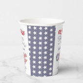 Groovy Font Rood Wit Blauw 1e Verjaardagsfeest Papieren Bekers (Rechts)