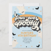 Groovy Four-ever Spooky Boy 4e verjaardag Hallowee Kaart (Voorkant)