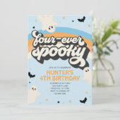 Groovy Four-ever Spooky Boy 4e verjaardag Hallowee Kaart (Staand voorkant)