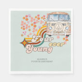 Groovy Fourever Jonge daisy regenboog 4e verjaarda Servet (Voorkant)