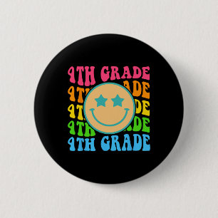 Groovy Fourth Grade Vibes Face Retro Teachers Back Ronde Button 5,7 Cm